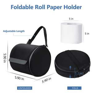 Porte-papier toilette suspendu imperméable, sac de rangement portable et pliable pour rouleaux de papier avec sangle réglable pour mur, voiture, camping - Product Image 2