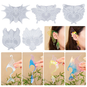 YS elfe oreille Clip papillon fée aile boucles d'oreilles Silicone moule bricolage à la main femmes pendentif breloques ornement résine époxy coulée moule - Product Image 2