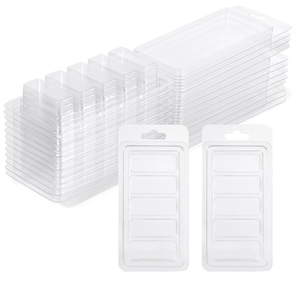 Moules à clapet en plastique vides transparents à 5 cavités jetables pour les tartes et les bougies de bricolage pour l'emballage et l'utilisation alimentaire - Product Image 1