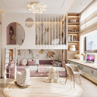 Ensemble de meubles de chambre d'enfant en bois écologique de conception scandinave personnalisée, lit superposé, armoire, bureau d'étude, rangement