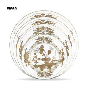 Set di <span class=keywords><strong>Piatti</strong></span> e Stoviglie in Ceramica dalla Forma Ondulata, Stampa Floreale <span class=keywords><strong>Vintage</strong></span>, in Fine Porcellana Bone China per Matrimoni - Product Image 1