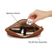 Tas Clutch Serbaguna Royal Fair Custom Terracotta Suede dengan Ritsleting Bergaris Kuning, Dompet Minimalis untuk Acara Malam dan Sehari-hari, Tas Pouch untuk Perjalanan