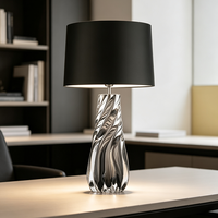 Lampe de table en verre coloré de style américain, luxe léger, bleu, jaune, gris, transparent, cristal, décoration de chambre d'hôtel