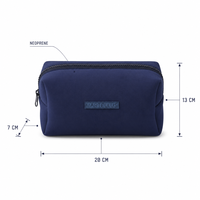 Sacs à maquillage en néoprène avec fermeture éclair, pochettes de rangement cosmétiques portables grande capacité, trousses de toilette avec étiquette en silicone