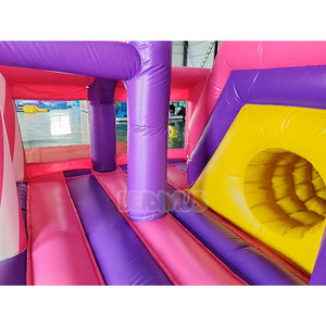 Castello Gonfiabile Commerciale Rosa con Scivolo Combinato per Feste di Bambini, Casa Gonfiabile per Parco a Tema all'Aperto - Product Image 6