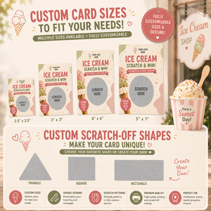 Tarjetas de Regalo Promocionales para Helados con Logotipo Personalizado Impreso Profesionalmente, Tarjetas Rasca y Gana a Color - Product Image 3