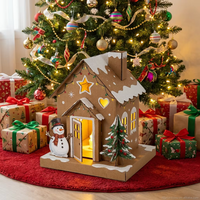 Kit Kerajinan Rumah Natal DIY dari Karton untuk Anak-anak, Dilengkapi Lampu LED, Mainan, Set Aktivitas Liburan, Kerajinan Kertas Bergelombang