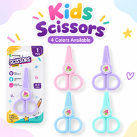 Ciseaux de sécurité pour enfants Bachang, design mignon de dessin animé, pointe arrondie, prise en main confortable, outil d'artisanat scolaire, emballage sous blister, couleurs assorties