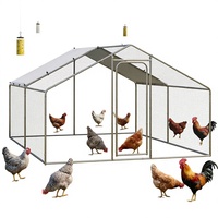 Enclos pour poulets résistant aux intempéries, en acier thermolaqué, simple et spacieux, pour 15 à 20 poulets