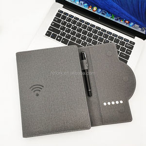 Planificateur multifonctionnel A5 Powerbank 8000mah Nouveau chargeur sans fil Affichage de l'heure Lampe Tissu Cuir Coffret cadeau avec <span class=keywords><strong>agenda</strong></span> - Product Image 4