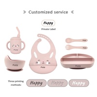 6 pièces ensemble de sevrage Led écologique vaisselle pour bébé assiette à bavoir bols à succion ensemble d'alimentation pour bébé en Silicone
