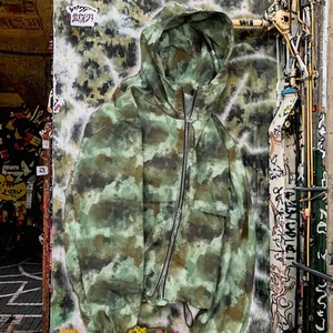 Chaqueta Cortavientos Masculina con Bolsillos Cargo, Lavado Ácido Decolorado al Sol, Estilo Urbano, Fabricante, Sudadera con Capucha, Corte Holgado, Doble Cara - Product Image 3