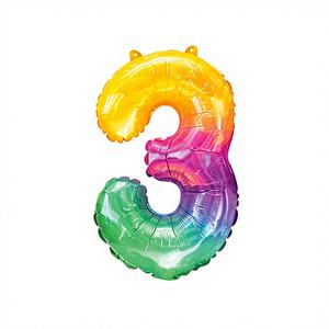 Ensemble de ballons en Mylar colorés de taille moyenne 86 cm, numéro 3, pour fêtes, célébrations, Nouvel An - Product Image 1