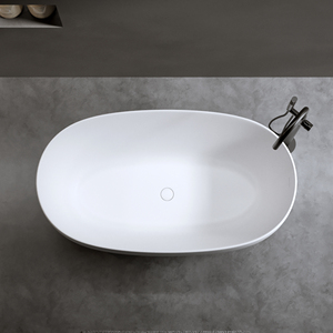 OE HOME Solid Surface Bathtub <b>Bath</b> Seat Modern Designed Independent Bathtub Pop-up Drainage Overflow Pipes <b>Storage</b> for Bathroom - Product Image 4