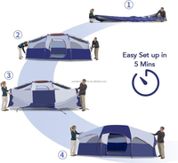 8 personnes 190t Polyester Double Couche Tous Temps Imperméable Spacieux Grand Intérieur Tunnel Famille Camping En Plein Air Tente