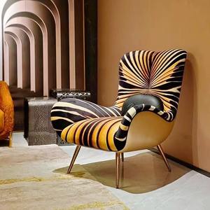 Italian Luxury Tiger Striped Lounge <b>Chair</b> Single Sofa <b>Chair</b> Comfortable Baking Paint Support Structure - Product Image 4