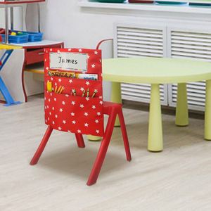 Chairback Buddy Fabric Pocket Chart with 3 Pockets 1 Student <b>Name</b> <b>Tag</b> Foldable 100% Polyester Classroom Chair Organizer - Product Image 2