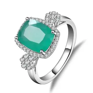925 стерлингового серебра зеленый камень фьюжн обручальное кольцо фьюжн драгоценный камень ювелирные изделия