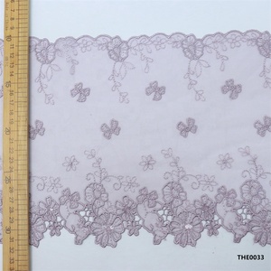Nuevo Ribete <span class=keywords><strong>de</strong></span> <span class=keywords><strong>Tul</strong></span> <span class=keywords><strong>de</strong></span> Guipur Floral Rosa con Bordado Blanco para Prendas <span class=keywords><strong>de</strong></span> Vestir - Product Image 1