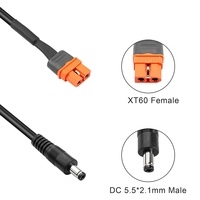 Kabel Konektor Baterai XT60 ke Jack Barrel DC 5.5x2.1mm dengan Isolasi PVC 20AWG Berperingkat IP65
