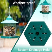 Mangeoire à oiseaux hexagonale en plastique vert résistante aux intempéries, Panorama, capacité de 1,45 gallon, pour patio extérieur et jardin