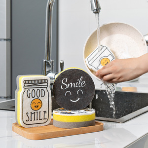 Kitchen Cleaning Sponge Set 4 Piece Dishwashing Sponges Scouring Pads For Pots And Pans With Smiley Design - Product Image 3