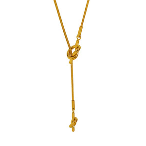Collar Lariat de Acero Inoxidable Chapado en Oro, Diseño de Lazo, Cadena de Serpiente, Joyería Diaria Minimalista Unisex - Product Image 4