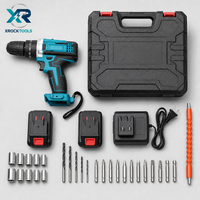 Perceuse-visseuse sans fil 21V robuste avec 2 batteries, mandrin sans clé, couple réglable, ensemble d'outils électriques avec boîte à outils CE RoHS