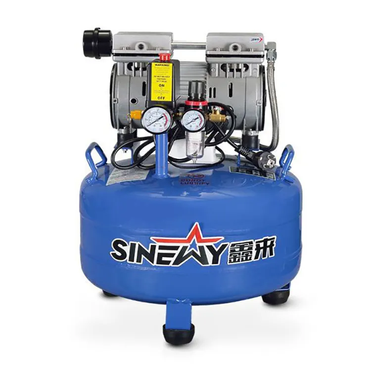 Taizhou Manufacturer 220V 1Hp 6 Bar 8 Bar Space Saving Portable Silent Medical Dental Oil Free Piston Air Compressor With Tank