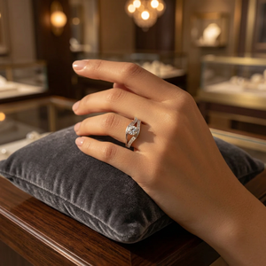 Bague de fiançailles classique en argent 925 avec zircon, taille brillant rond, sertie à griffes, motif floral tendance pour femme, bijoux fins certifiés - Product Image 3