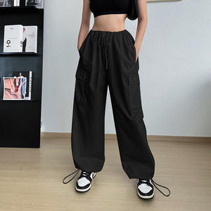 Nuovi arrivi Y2k vestiti Harajuku Hippie coreano moda <span class=keywords><strong>donna</strong></span> pantaloni <span class=keywords><strong>Cargo</strong></span> paracadute grigio coulisse vita Casual Streetwear - Product Image 4