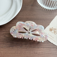 Pinces à cheveux grandes en acétate à motif léopard multicolore et floral ajouré, avec strass scintillants, style griffe de requin, pour femmes