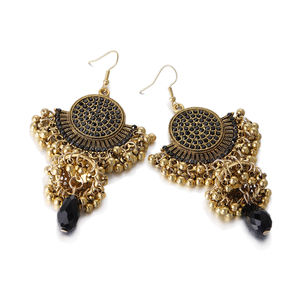 Египетские турецкие классические антикварные женские круглые длинные висячие серьги Jhumka из сплава с кисточками индийские висячие серьги - Product Image 2