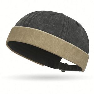 Retro Beanie Brimless <b>Hat</b> Washed Cotton Rolled Cuff Sailor Cap Promotion Gift - Product Image 4