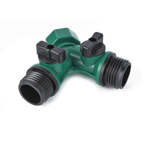 Raccord de dérivation à double valve en plastique, connexion filetée 25 mm, accessoire pour tuyau d'arrosage de jardin - Product Image 2