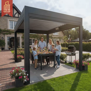 Pergola bioclimatique extérieure 7x7m avec <span class=keywords><strong>toit</strong></span> à lames orientables en aluminium et capteur de pluie pour patio, <span class=keywords><strong>jardin</strong></span>, balcon, <span class=keywords><strong>abri</strong></span> d'ombrage - Product Image 1