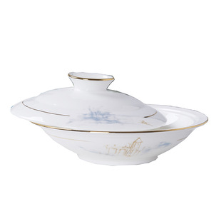 ชุดอาหารค่ำพอร์ซเลนเนื้อกระดูกเคลือบทองคำคุณภาพสูง ชุดเครื่องถ้วยชามเซรามิกสุดหรูสำหรับงานเลี้ยง คุณภาพสูง ทนทาน - Product Image 5