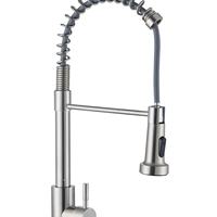 Robinet de cuisine moderne SANIVITAL en acier inoxydable, extractible, rotatif à 360°, finition brossée, montage sur plan, mitigeur pour projets hôteliers et restaurants