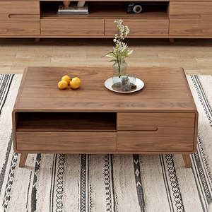 Mobile TV Moderno in <span class=keywords><strong>Legno</strong></span> Massello, Tavolino Basso in <span class=keywords><strong>Legno</strong></span> per <span class=keywords><strong>Soggiorno</strong></span>, Colore Noce, Arredamento per <span class=keywords><strong>Soggiorno</strong></span> - Product Image 2
