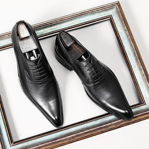 Chaussures Oxford pour hommes en cuir respirant à bout carré et lacets, élégantes pour le bureau et les occasions formelles, couleur noire - Product Image 5