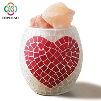 Lampe en verre mosaïque faite à la main pour petite amie, lampe de Table à sel de l'himalaya
