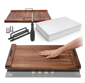 Grande couverture de cuisinière en pin et plateau décoratif avec poignées, couvercle de cuisinière multifonctionnel et planche <span class=keywords><strong>à</strong></span> découper pour la cuisine - Product Image 1