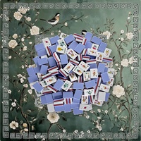 4-Schichtige Gravierte Amerikanische Mahjong-Spielmatte, 1-7/16 Zoll, Kornblumenblau, 160-Teilige Matte