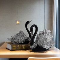 Statue en résine Cygne Noir, Forme Animale, Art Déco, Design Moderne, Décoration de Luxe pour la Maison, Sculpture de Table, Salon, Bureau, Couple