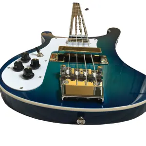 4-snarige Blauwe Body 4003 Elektrische Basgitaar Linkshandige Witte Slagplaat Chrome Hardware Bas