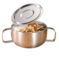 Bol pour bébé en acier inoxydable 316, bol d'alimentation à double anse de qualité alimentaire, bol à riz et à soupe pour enfants anti-brûlure et anti-chute avec couvercle
