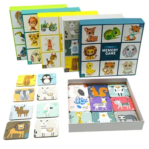 Tarjetas de juego impresión personalizada Material de papel Tarjetas de memoria personalizadas para niños Juego con caja de color