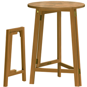 Mesa de Bar Plegable de Madera Maciza Redonda de Acacia, Mesa de Cerveza Bistro de 110 cm de Altura para Interiores, Exteriores y Jardín - Product Image 1