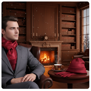 Exve Exclusive Elegant Double-Sided Red Self-Patterned Jacquard Woven Turkey Origin Scarf <b>Hat</b> & <b>Glove</b> <b>Sets</b> - Product Image 3