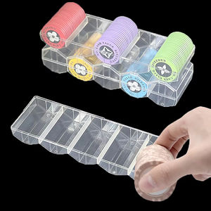 100 Chips Acrylique Poker Chip Trays Case-Boîte à jetons de casino transparente avec couvercle Holder Protector Acrylique Poker Chip Cases - Product Image 2